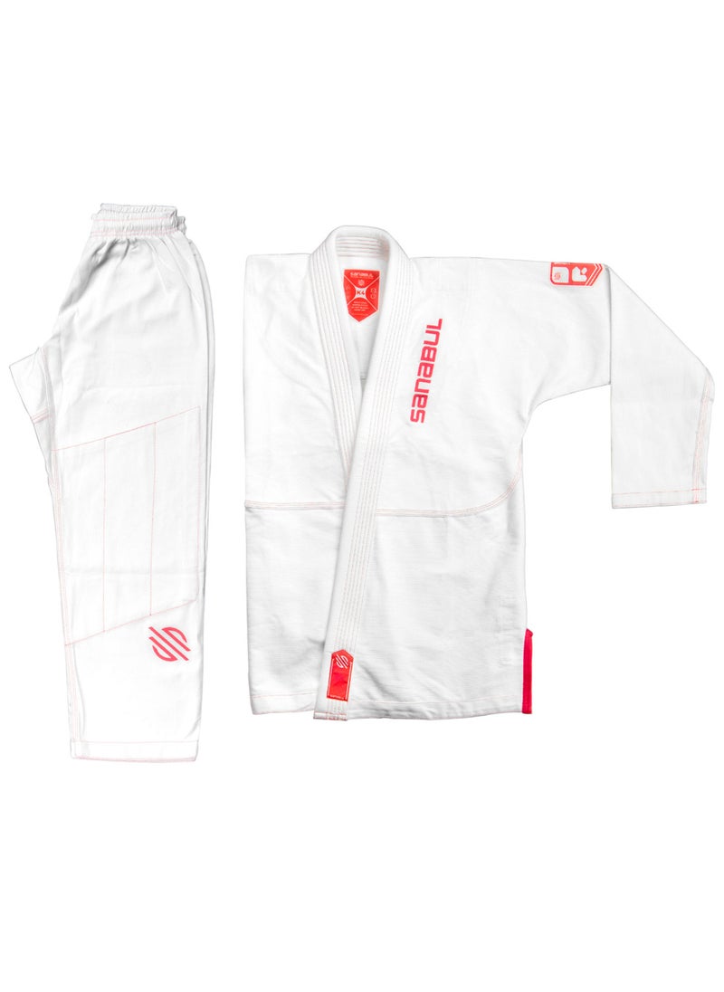 Sanabul  - Future Legends Bjj Gi For Kids | Premium Youth Brazilian Jiu Jitsu Gi With Free White Belt | Lightweight & Durable Jiu Jitsu Kimono For Children And Youth (White/Red, K0) - Image 1