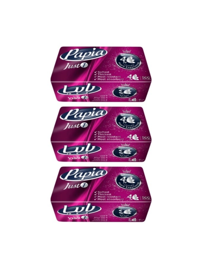 Papia 3 packs of Papia facial tissues - 4 ply, 500 tissues - Image 1