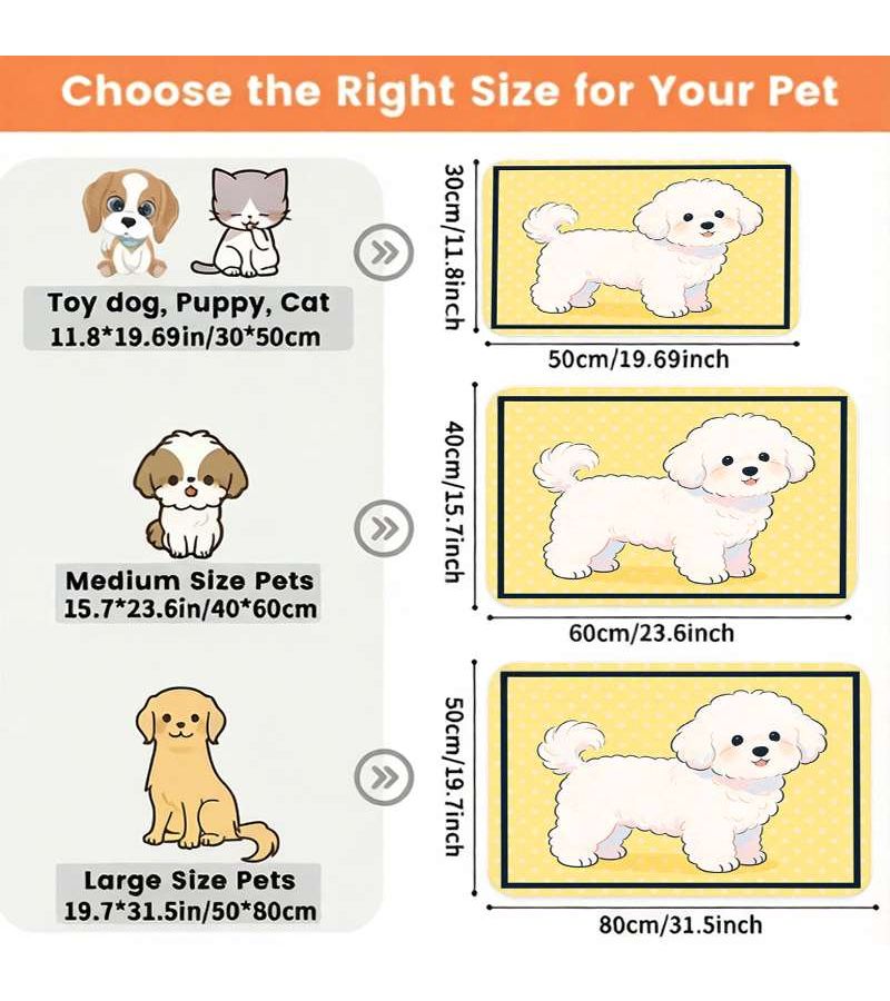 Non Slip Bichon Frise Pet Feeding Mat 30x50 Cute Design Leak Proof - Image 3
