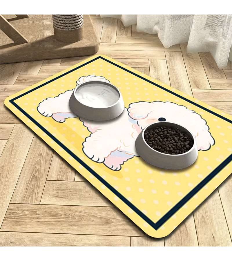 Non Slip Bichon Frise Pet Feeding Mat 30x50 Cute Design Leak Proof - Image 2