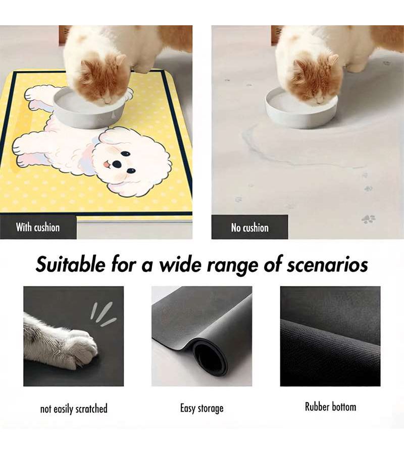 Non Slip Bichon Frise Pet Feeding Mat 30x50 Cute Design Leak Proof - Image 4