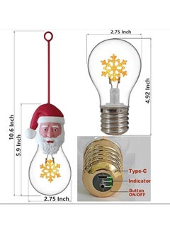 Christmas Lantern Portable Battery Rechargeable LED Christmas-Tree Light Bulb Dimmable with Removable Silicone Santa Claus Cover for Christmas Decor Table Camper Night Lights (Snowflake Wick) - pzsku/Z25F67FAB637E38B07030Z/45/_/1730787207/5ba3e3cb-4005-42a9-96ec-890f41304143