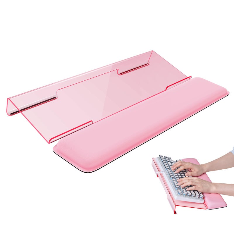 Laborio Computer Keyboard Wrist Rest Stand for Desktop, Keyboard Holder for Easy Typing with Wrist Pad for Office Desk, Home, School (Pink) - Image 1