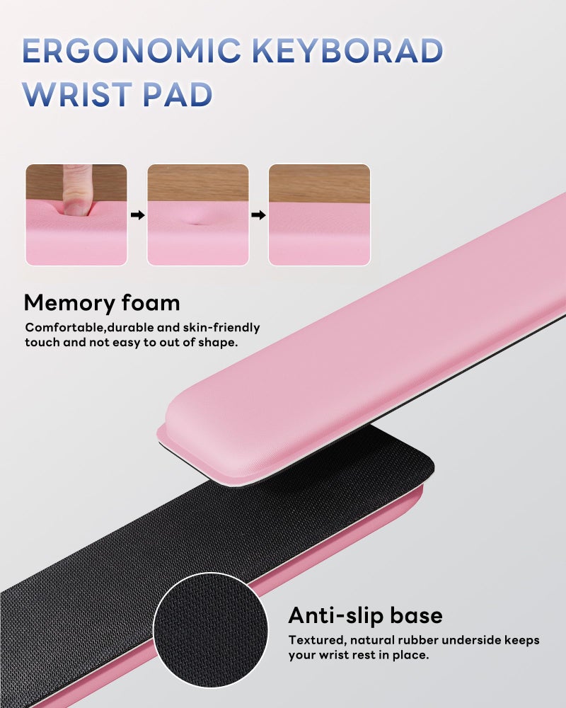 Laborio Computer Keyboard Wrist Rest Stand for Desktop, Keyboard Holder for Easy Typing with Wrist Pad for Office Desk, Home, School (Pink) - Image 5