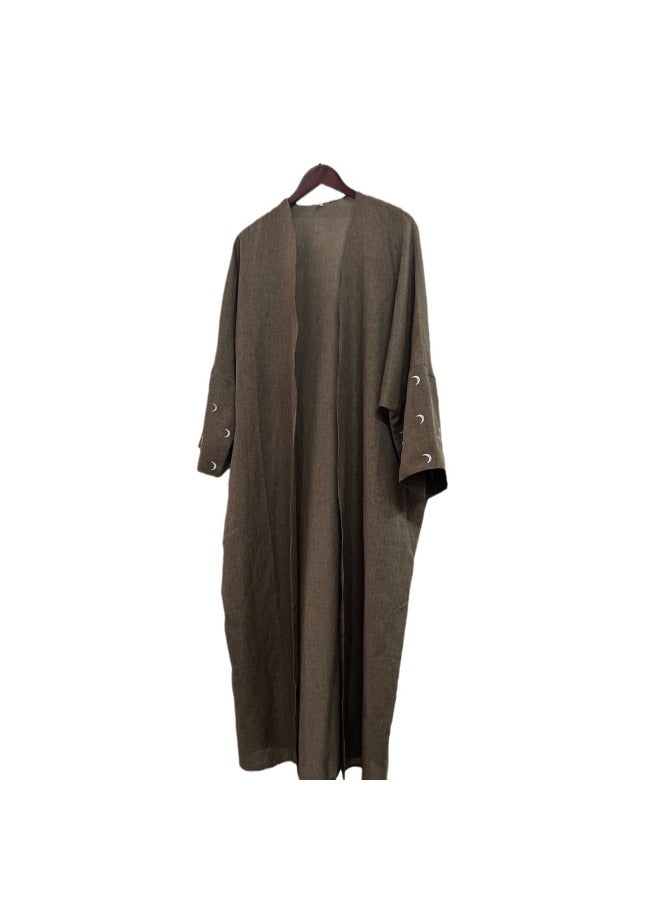 New Solid Color Elegant Cardigan Moon Embroidery Fashion Dress - Image 5
