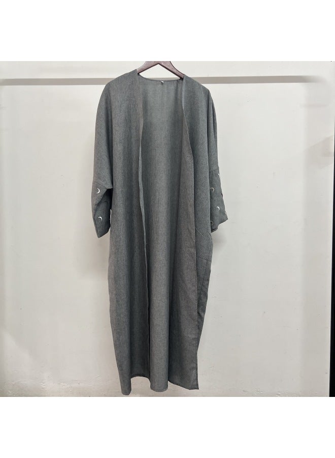 New Solid Color Elegant Cardigan Moon Embroidery Fashion Dress - Image 2