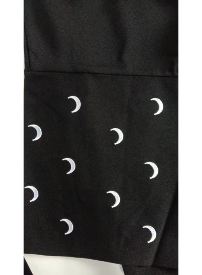 New Solid Color Elegant Cardigan Moon Embroidery Fashion Dress - Image 1