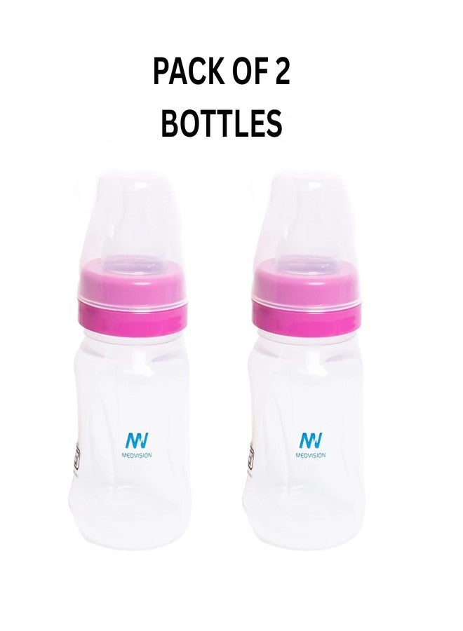 Medvision Baby Feeding Bottle, Anti-Colic Valve, BPA Free, 180 ml Capacity. High Grade Plastic, Non Colic (Pack of 2) - Image 2