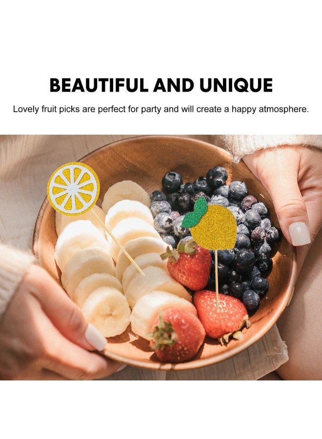 PRETYZOOM 36Pcs Lemon Cupcake Toppers Fruits Theme Party Dessert Cupcake Picks Decorative Toothpicks for Appetizers Summer Party Supplies - Image 5