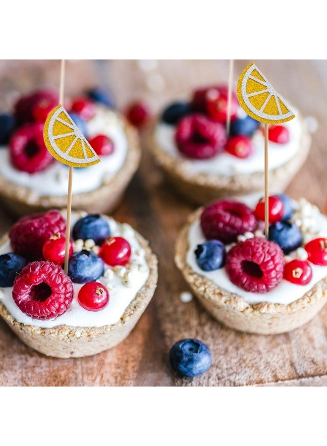 PRETYZOOM 36Pcs Lemon Cupcake Toppers Fruits Theme Party Dessert Cupcake Picks Decorative Toothpicks for Appetizers Summer Party Supplies - Image 3