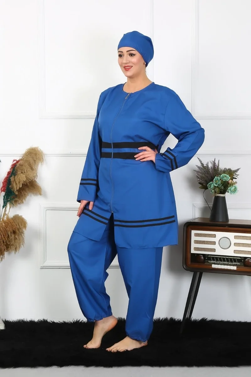 اكبينيز Plus Size Hijab Swimsuit 7XL-8XL-9XL-10XL Indigo 55010