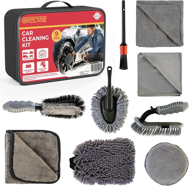GADLANE 9 Piece Car Cleaning Kit with Storage Bag - Image 1