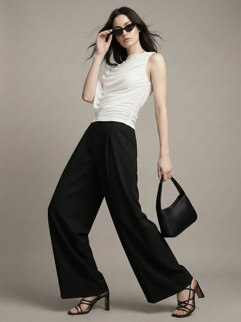 Outzidr  White Cape Detail Mesh Top for Women | Best Price UAE