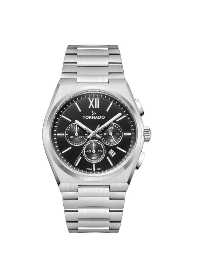 تورنيدو Men's Multi Function Display Watch With Silver Stainless Steel Strap - T24105-SBSB