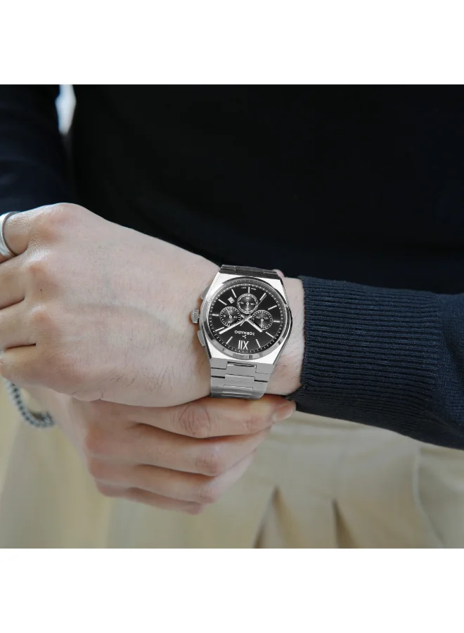 TORNADO Men's Multi Function Display Watch With Silver Stainless Steel Strap - T24105-SBSB