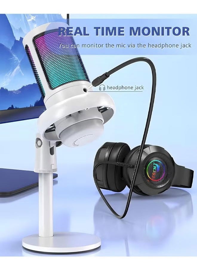 Generic - Gaming Microphone With Volume Controlling Pop Filter Shock Mount Monitoring Jack And Quick Mute Condenser Microphone With Rgb Lighting For Ps4/ Ps5/ Mac Usb Microphone For Pc Computer Desktop Microphone For Recording Streaming Twitch Discord Youtube - Image 1
