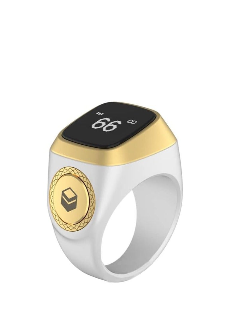 iQIBLA Zikr lite Smart Tasbih Tally Counter Ring Zikr Digital Tasbih 5 Prayer Time Reminder Bluetooth White 20mm  - Image 1
