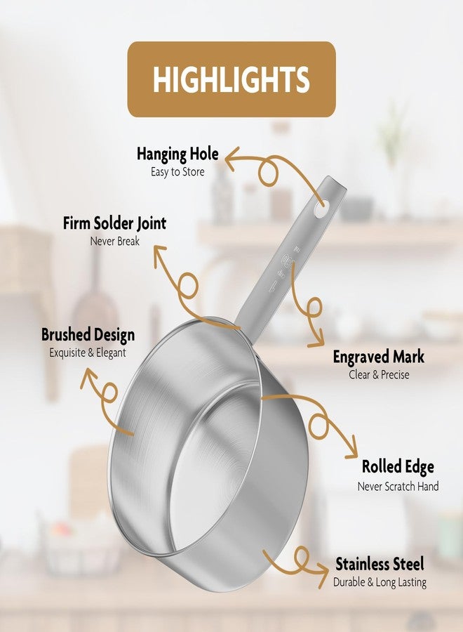 LEIFENY 1PCS 1/4Cup(4Tbsp, 60ml, 4oz) Stainless Steel Measuring Cup, Single Metal Scoop for Wet and Dry Ingredients, Great Kitchen Gadgets for Cooking - Image 3