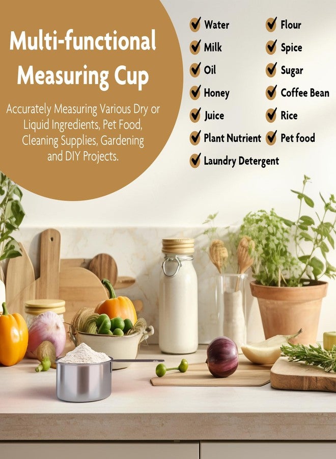LEIFENY 1PCS 1/4Cup(4Tbsp, 60ml, 4oz) Stainless Steel Measuring Cup, Single Metal Scoop for Wet and Dry Ingredients, Great Kitchen Gadgets for Cooking - Image 4