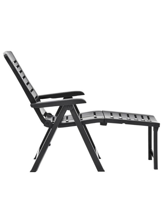 vidaxl vidaXL Folding Sun Lounger Plastic Anthracite  - Image 2