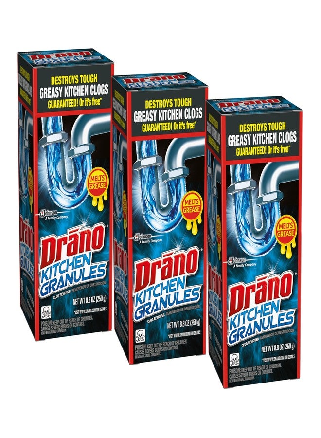 Drano Kitchen Granules Clog Remover, 8.8 oz (Pack of 3) - Image 1