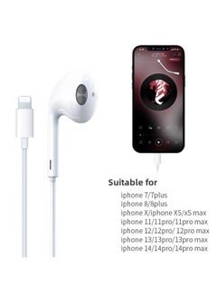 Earphone Wired In-Ear 3.5mm Round Hole Genuine Goods For Huawei Oppo Xiaomi Vivo Apple Type-c-Color:Universal Lightning Flat Head Interface [applicable To Apple 14/13/12/11/xr/xs/8/7 Mobile Phone]