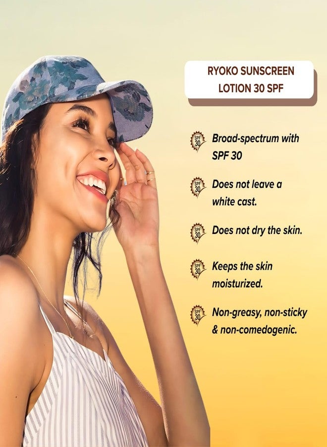 RYOKO Sunscreen Lotion SPF 30 PA+++ | Non-greasy | No White Cast | Lightweight | Broad spectrum | Dermatologist Prescribed | For All skin Types (100ml) - Image 2