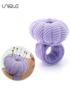 Unique Wrist Pin Cushions - Sewing Needle Cushion kit with 1Pcs Elastic Strap Finger Ring Pincushions - Adjustable Strap Handcraft Needles Holder for Sewing and Quilting (Purple)  - Image 1