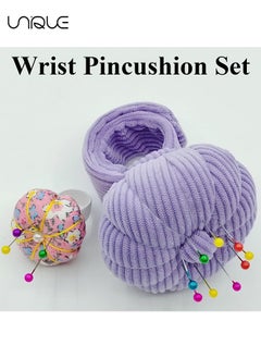 Unique Wrist Pin Cushions - Sewing Needle Cushion kit with 1Pcs Elastic Strap Finger Ring Pincushions - Adjustable Strap Handcraft Needles Holder for Sewing and Quilting (Purple)  - Image 5