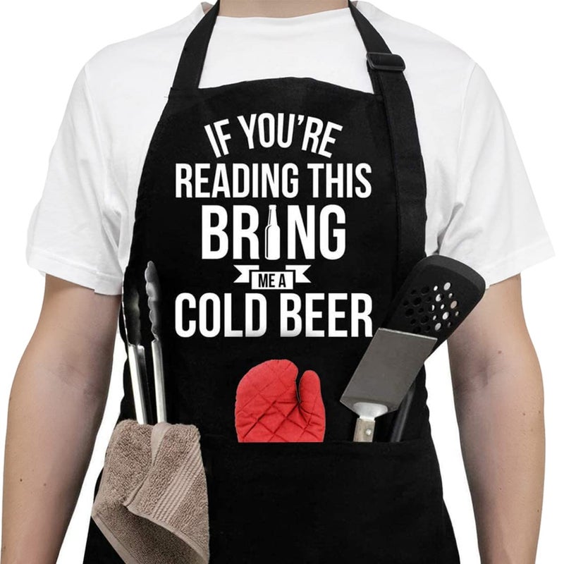 NewEleven Fathers Day Gift For Men  Dad  Husband  Him - Aprons For Men With Pockets - Funny Gifts For Men  Dad  Husband  Boyfriend  Him  Brother  Uncle - Grill Cooking BBQ Kitchen Chef Apron - Image 1