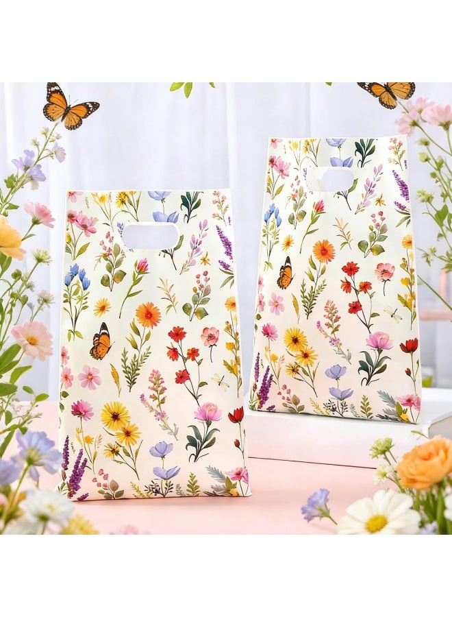 Mitoy 50 Pcs Spring Retro Wildflower Theme Goodie Bags, Reusable Party Favor Bags with Handles, Floral Butterfly Plastic Treat Gift Bag for Birthday Wedding Bridal Baby Shower Party Supplies - Image 5