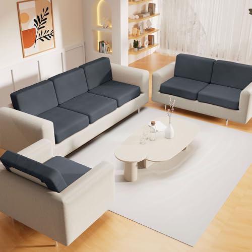 hyha Waterproof Couch Cushion Covers for Pets Non Slip Sofa Seat Cover for Dogs Washable Soft Thick Stretch Jacquard Fabric Sofa Slipcovers with Elastic Bottom 1 Piece for Backrest M Grey - Image 3