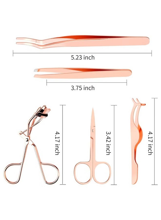 Happy D 5 Pieces Eyelash Applicator Tool，False Eyelashes Applicator,Eyelashes Tool,Eyelashes Curlers,Curved Eyelash Curler(Rose Gold） - Image 2