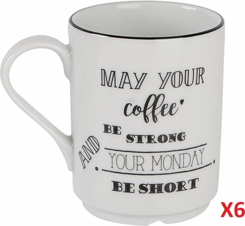 Porland Be Happy Mug 345CC 6-Piece 04AP020362
