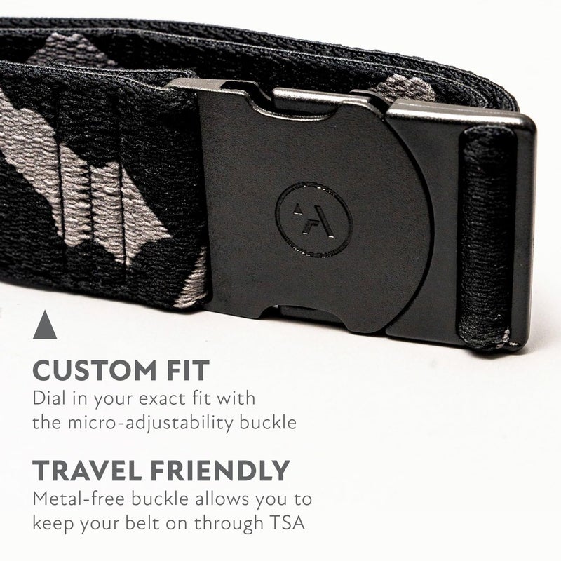 Arcade The Original Unisex Adventure Belt, Heavy Duty Elastic Webbing, Non-Metal Travel Friendly Buckle, Grey/Peaks Camo - Image 3