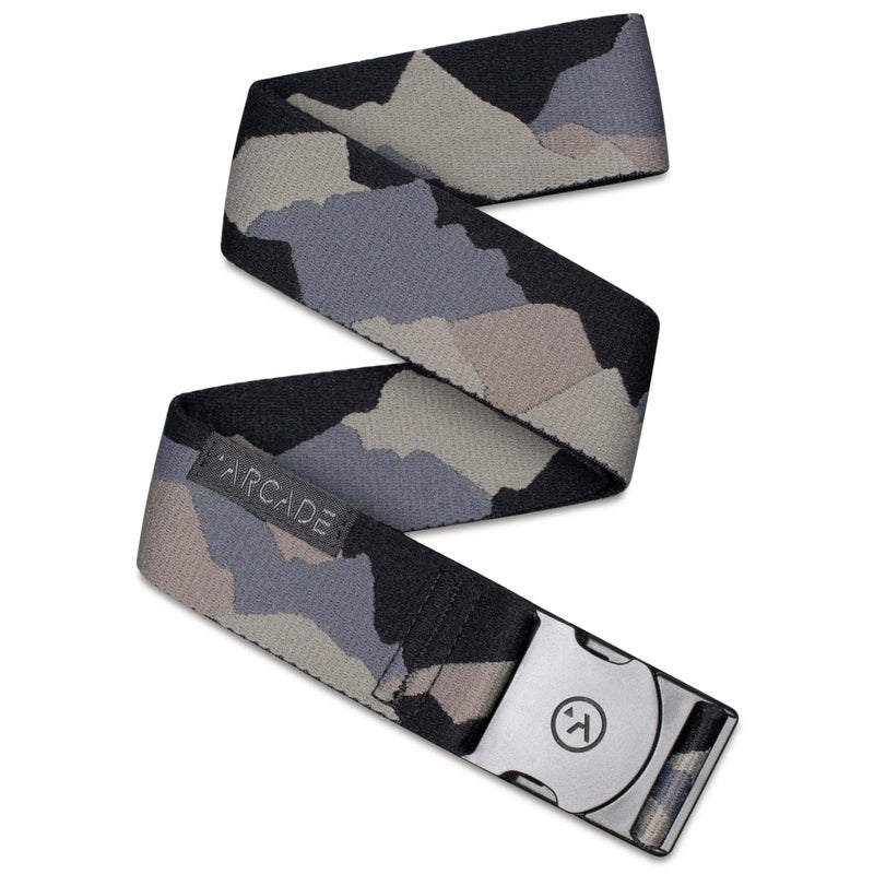 Arcade The Original Unisex Adventure Belt, Heavy Duty Elastic Webbing, Non-Metal Travel Friendly Buckle, Grey/Peaks Camo - Image 1