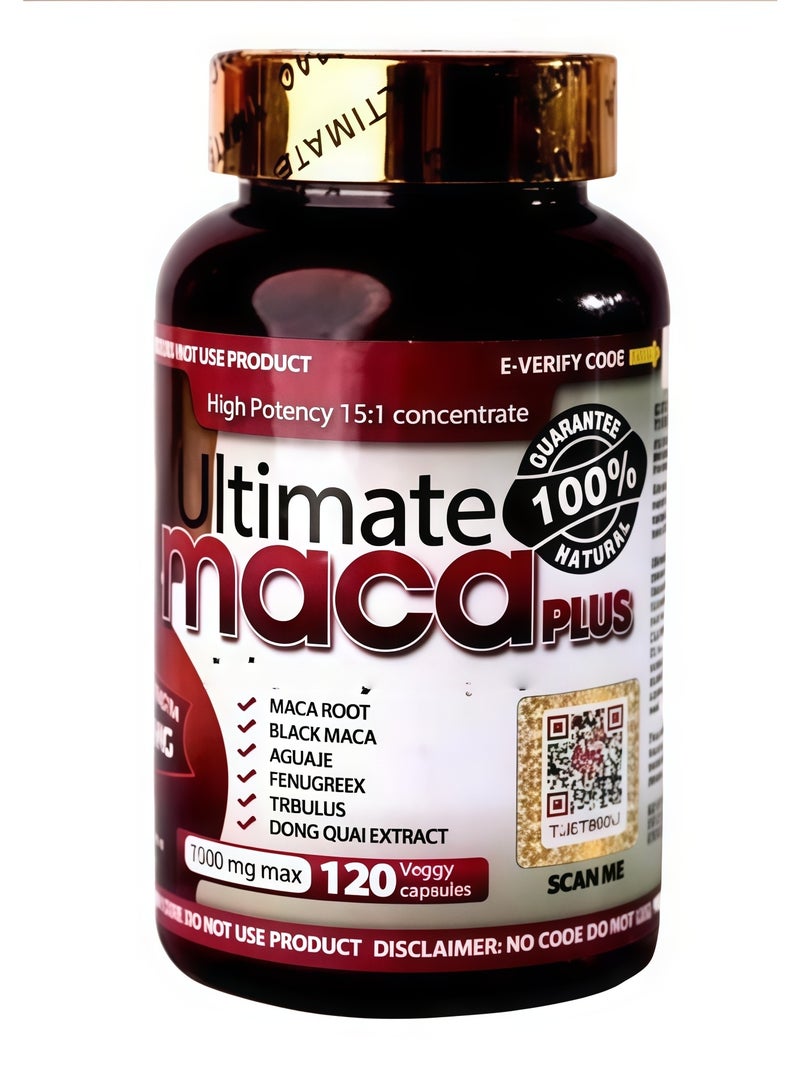 Ultimate Maca Capsules Natural Beauty Energy Supplement Supports Hormonal Balance Vitality Skin Health (60 Vegan Capsules)