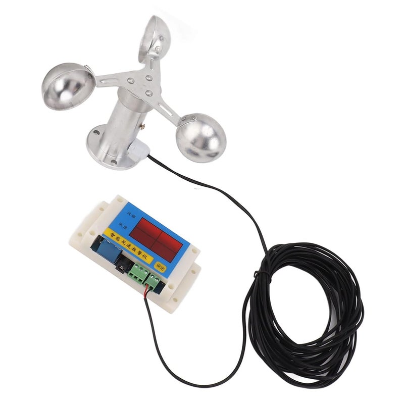 مقياس شدة الريح لرافعة الأبراج مع كوب رياح من سبائك الألومنيوم، جهاز إنذار سرعة الرياح، ذاكرة انقطاع التيار الكهربائي 5 فولت - Image 5