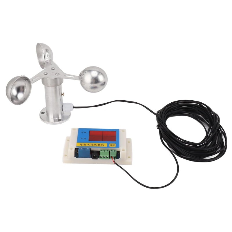 مقياس شدة الريح لرافعة الأبراج مع كوب رياح من سبائك الألومنيوم، جهاز إنذار سرعة الرياح، ذاكرة انقطاع التيار الكهربائي 5 فولت - Image 1