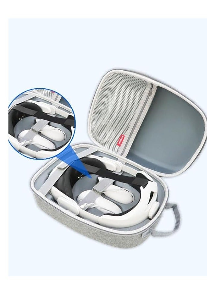 PROMASS Carrying Case for  Quest 3 VR Headset & Gaming Controller,  Quest 3 Carrying Case with Customized Storage Space, Waterproof Shockproof Portable Bag with Mesh Pocket for Accessories (gary)  - Image 3