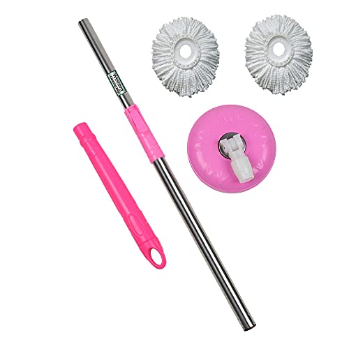 Winberg ® Bucket Mop Rod with 2 Refill 360° Spin Rod Stainless Steel Rod Stick Rotating Pole by Glitter Collection snglrodset03 - Image 1
