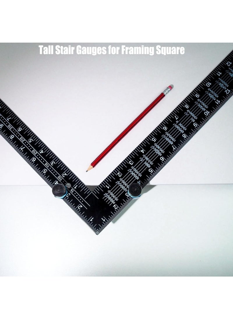 Zikra Stair Gauges for Framing Square, Tall Stair Gauges with Holder and Rafter, Lengthen Anti-Lost Non-Slip Framing Square Stops, Stair Gauge Knobs for Circular Saw, Dark Blue - Image 3