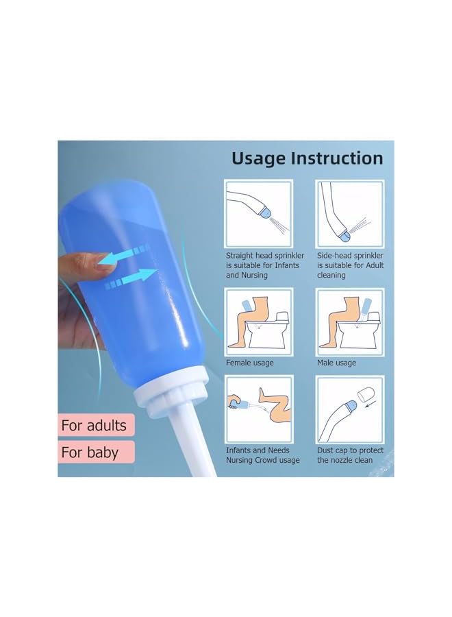 The Bros Portable Bidet, Large Capacity Travel Shattaf, 500ml Portable Bidet Spray for Travel Toilet Handheld Bidet for Women(Blue) - Image 5