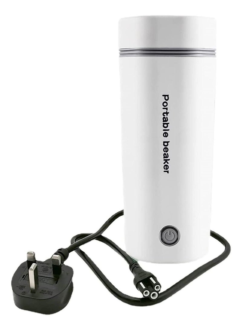 Arabest غلاية كهربائية محمولة من الفولاذ المقاوم للصدأ، كوب كهربائي للسفر، إبريق شاي صغير للتدفئة المنزلية، سريع الطبخ، كوب واحد، سخان مياه 350 مل، زجاجة ترمس (أبيض) - Image 1