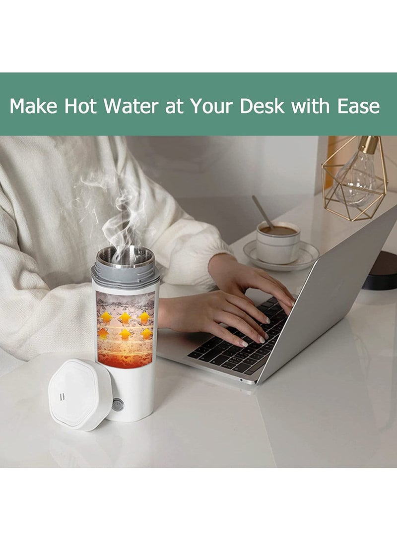 Arabest غلاية كهربائية محمولة من الفولاذ المقاوم للصدأ، كوب كهربائي للسفر، إبريق شاي صغير للتدفئة المنزلية، سريع الطبخ، كوب واحد، سخان مياه 350 مل، زجاجة ترمس (أبيض) - Image 5