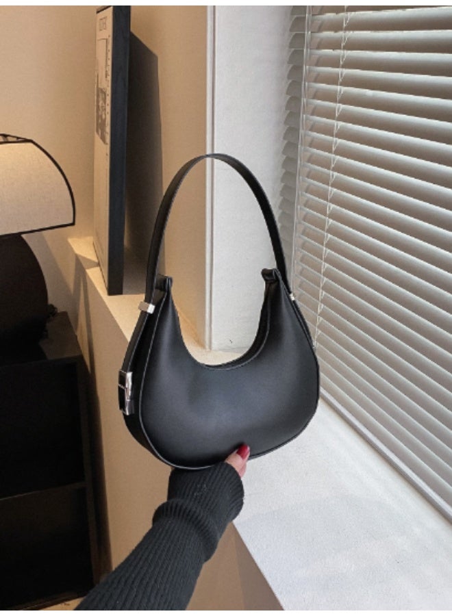 Women’s Black Minimalist Hobo Bag – Lightweight & Stylish Shoulder Purse for Daily Use & Outings - Image 1