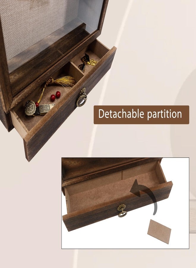 FramePro إطار FramePro 11x16 ذو الظل العميق مع درج وظهر بخطوط ناعمة، صندوق عرض خشبي مع زجاج حقيقي لحفظ التذكارات والمجموعات والميداليات وباقات الزهور، مناسب للجدران أو الطاولات - Image 3