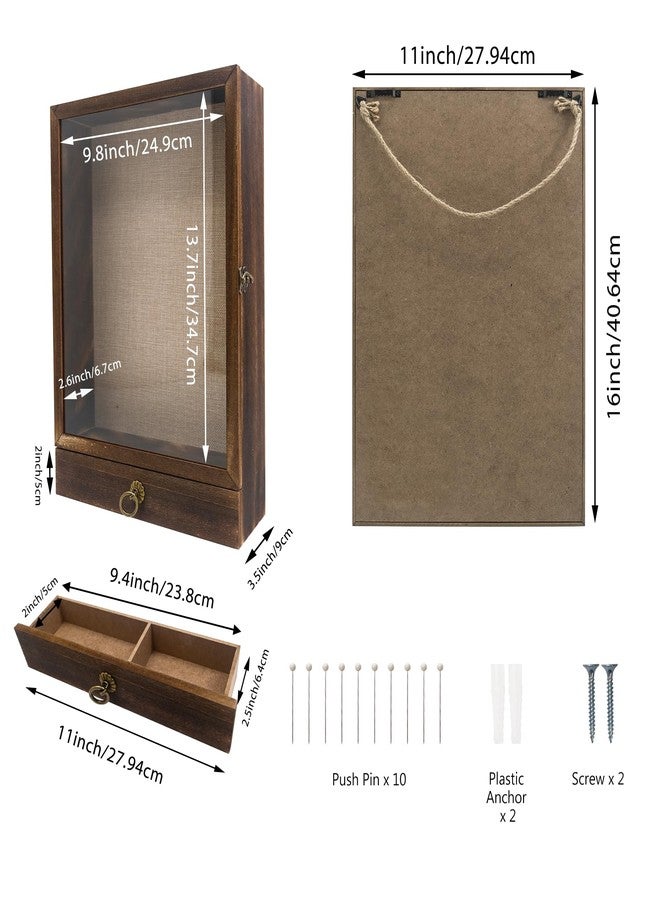 FramePro إطار FramePro 11x16 ذو الظل العميق مع درج وظهر بخطوط ناعمة، صندوق عرض خشبي مع زجاج حقيقي لحفظ التذكارات والمجموعات والميداليات وباقات الزهور، مناسب للجدران أو الطاولات - Image 4