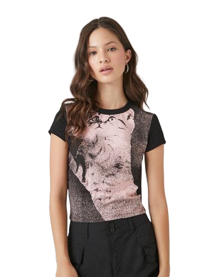 FOREVER 21 Kitten Graphic Cropped Tee - Image 1