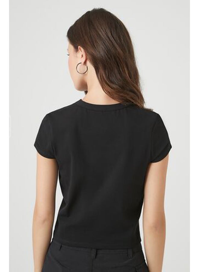 FOREVER 21 Kitten Graphic Cropped Tee - Image 3